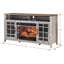 Meuble télé 55 po avec foyer électrique. Débit de chaleur de 1500 W, gris délavé. Effet de flamme réaliste. Double protection. Chauffe-câbles, maintient le confort de la pièce. 21 Design pour économiser de l'espace.