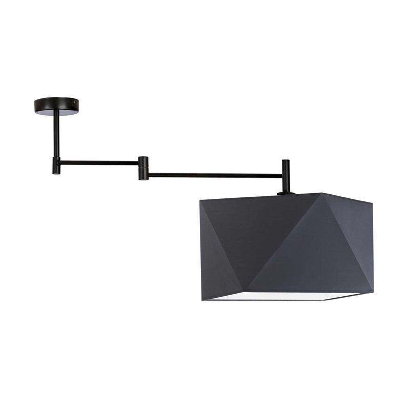 Demarie Fabric Semi Flush Mount, Dark Grey, Black