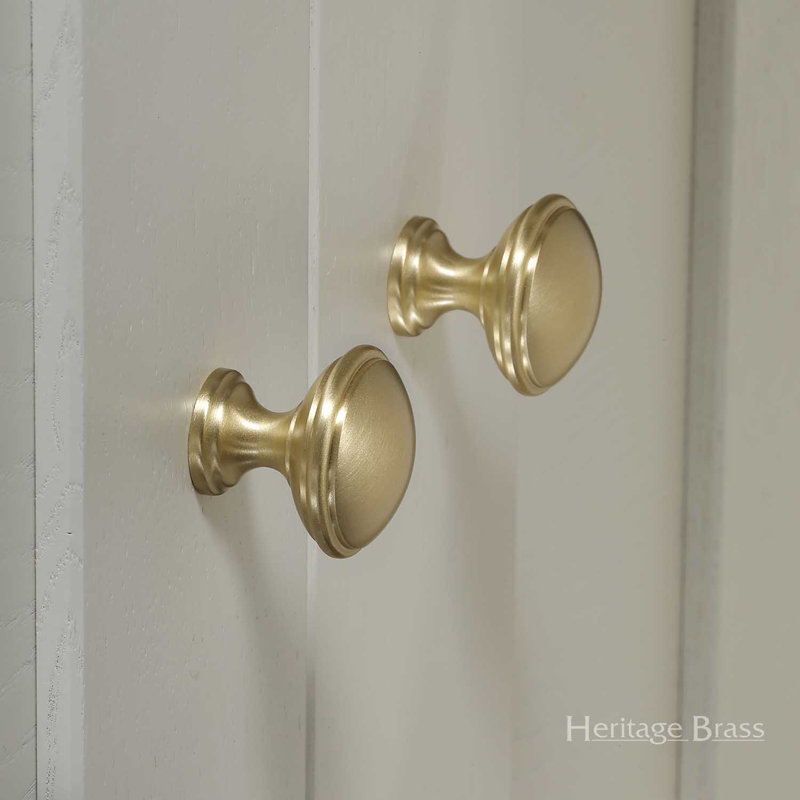 Heritage Brass Heritage Cabinet Knob Domed Design, Satin Brass, 3cm H x 3.2cm W x 3.2cm D