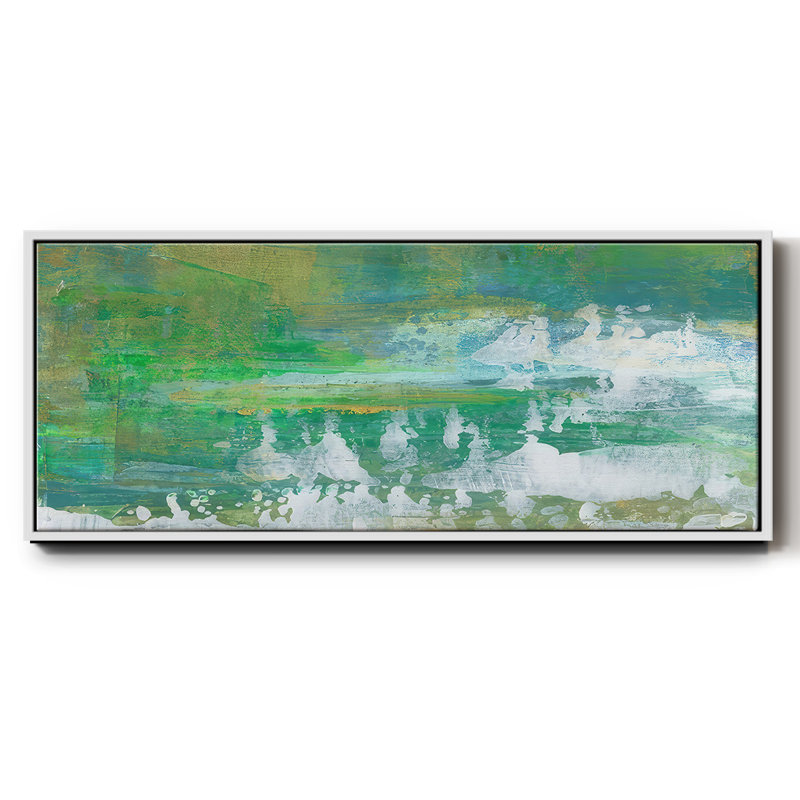 Chartreuse et turquoise I - toile encadrée, H 24 po x l 60 po x P 1,5 po, Blanc