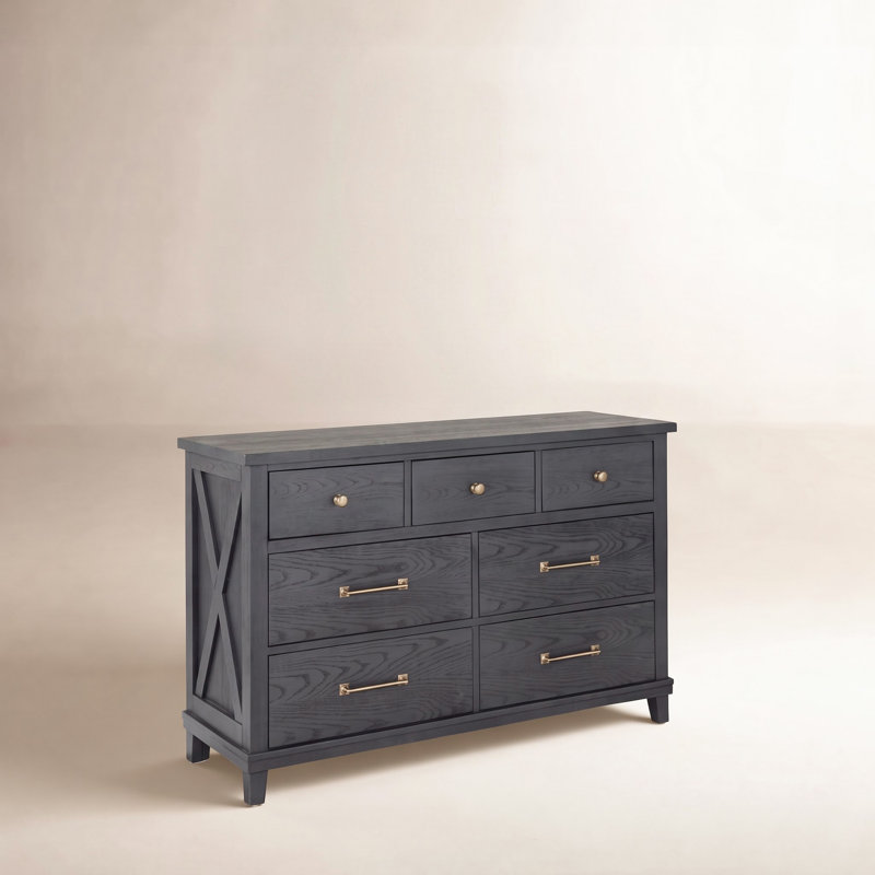 Commode 7 tiroirs Harriett, Noir, noir, noir, noir