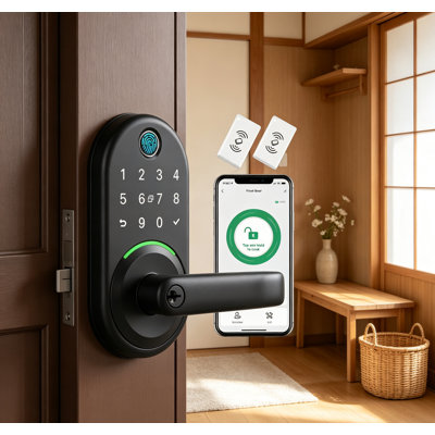 Smart Door Handle Lock with Keypad, Keyless Entry Electronic Door Lock for Front Door, Bedroom, Apartment, Auto Lock, Easy Install Home Security