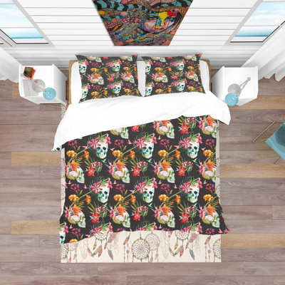 Ensemble de housse de couette bohémienne en microfibre noire