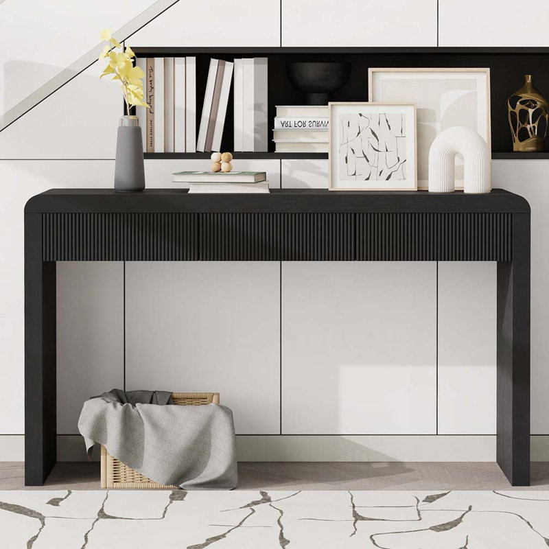 Console Table With 3 Drawers, Black