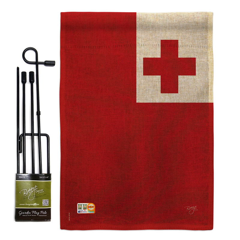 « tonga the world », « en toile jute », impression sur 2 côtés 19 po x 13 po ensemble de drapeau