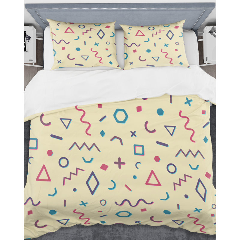 Cream Retro Abstract Mid-century Modern Full/Queen Bedding Set