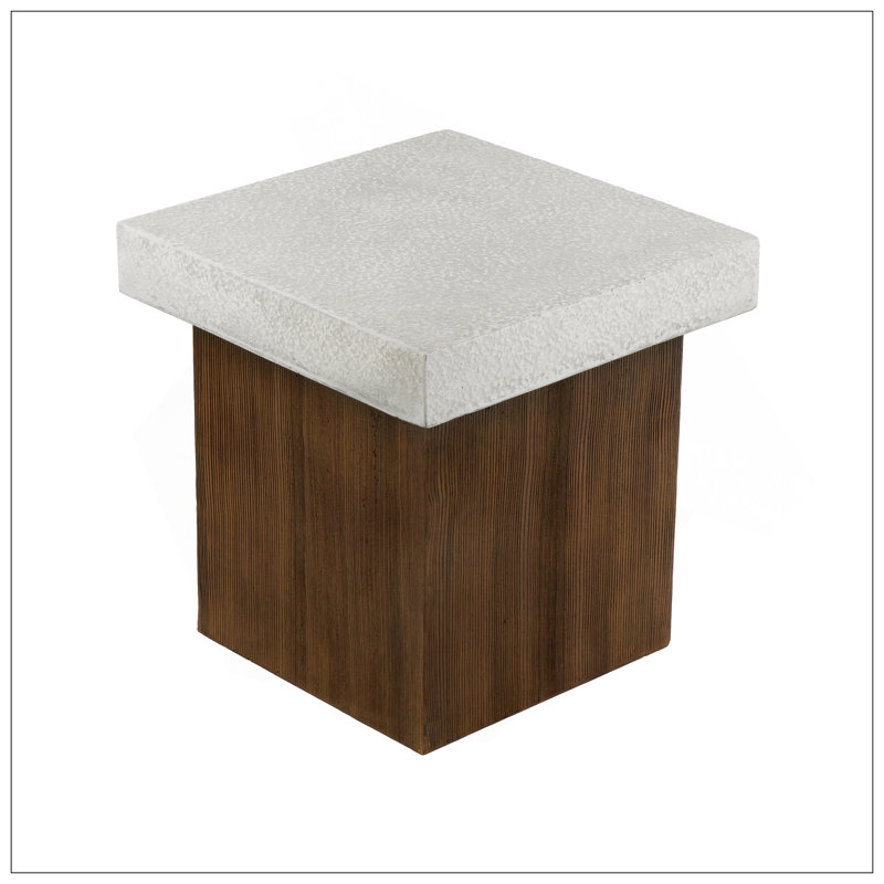 Table d'appoint carrée MGO [Plateau blanc antique + blanc antique + structure en bois naturel]