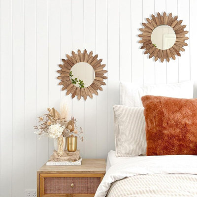 Losour 2 Paquet Boho Wall Mirror Sunburst Mirror 12 pouces Rustic