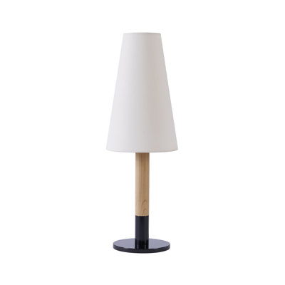 Brightech Arthur 19" Modern Led Table Lamp With White Fabric Cone Shade And Two-toned Base In Black;brown