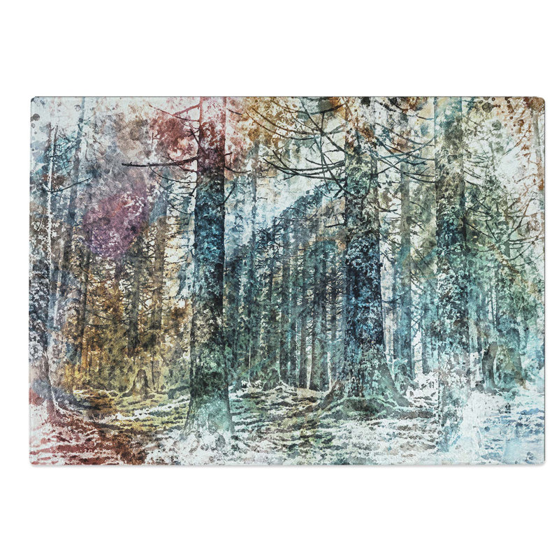 Tempered Glass Forest Chopping Board, 28.5 cm W x 20 cm L