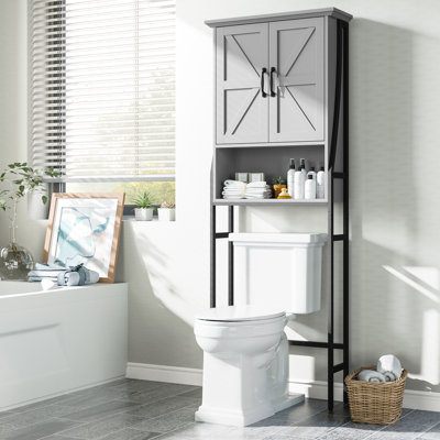Trijal Metal & MDF Wood, Over Toilet Storage Cabinet with Barn Doors
