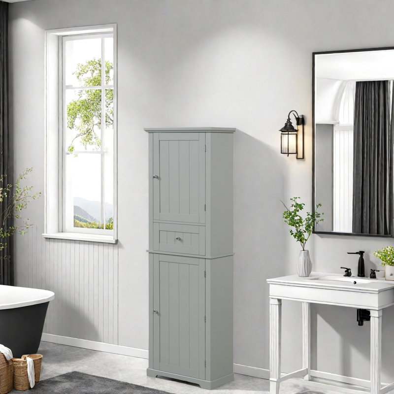 Tall Bathroom Storage Cabinet, Gray