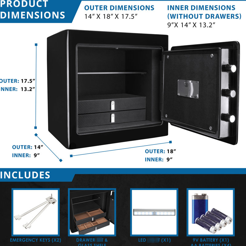 Porte-objets de valeur - 1,01 pi³ noir avec système de verrouillage