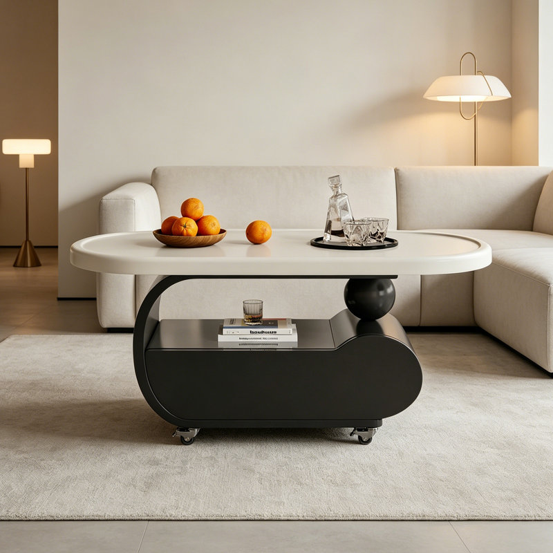 Table basse moderne et minimaliste haut de gamme, H 17,71 po x L 39,37 po x l 19,68 po, Noir