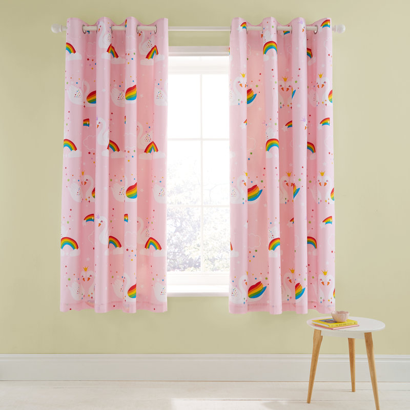 Rainbow Swan Eyelet Room Darkening Curtains