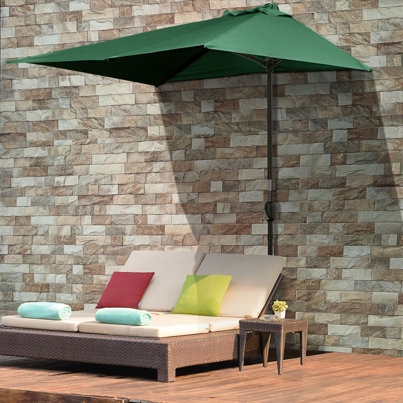 Parasol de balcon extérieur demi-parasol 8 pi avec 5 nervures, Vert