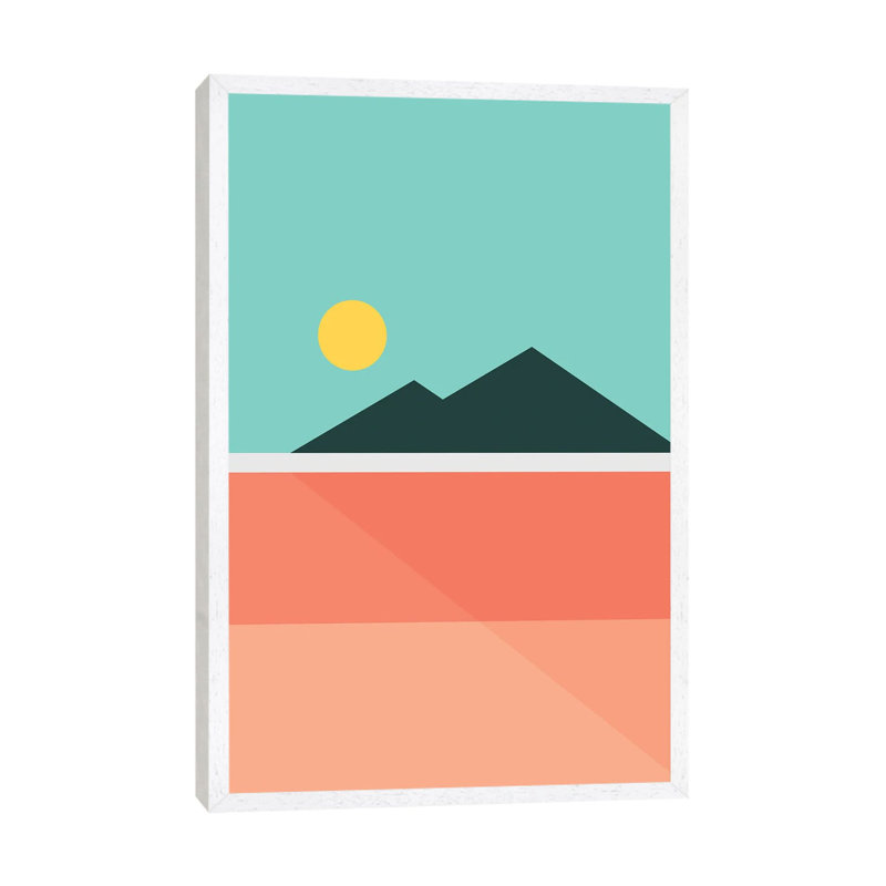 Geometric Landscape XVI - Print on Canvas, 101.6 cm H x 66.04 cm W, White Framed