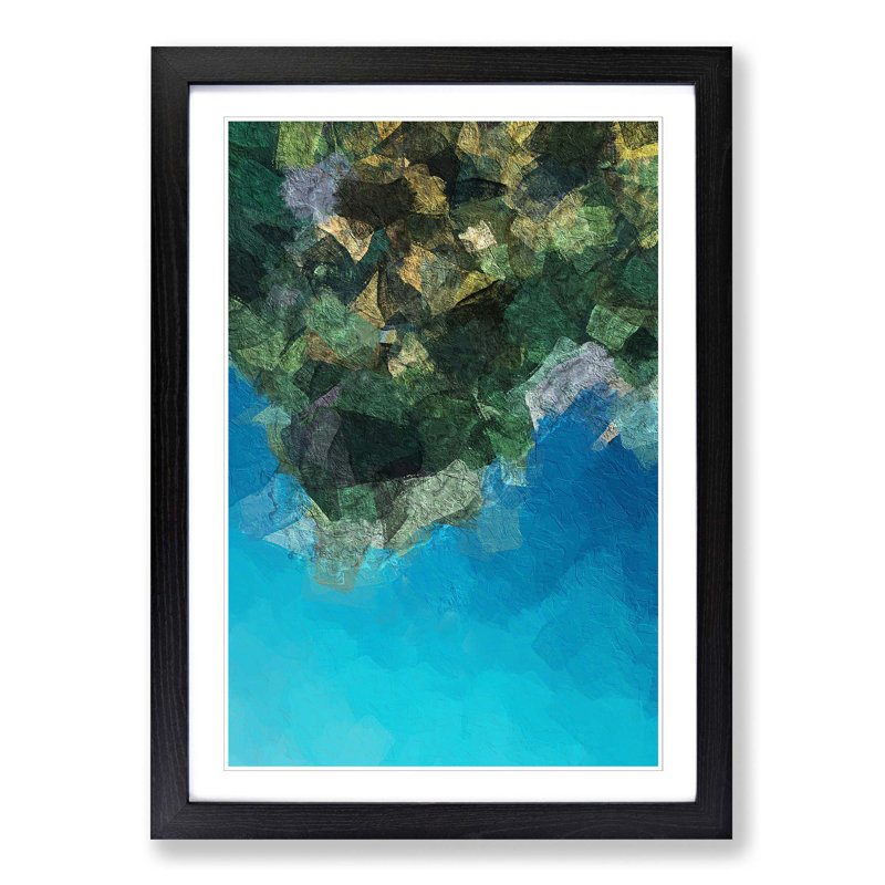 Forest by the Lake in Abstract - Framed Print, 48cm H x 36cm W x 2cm D, Black Framed