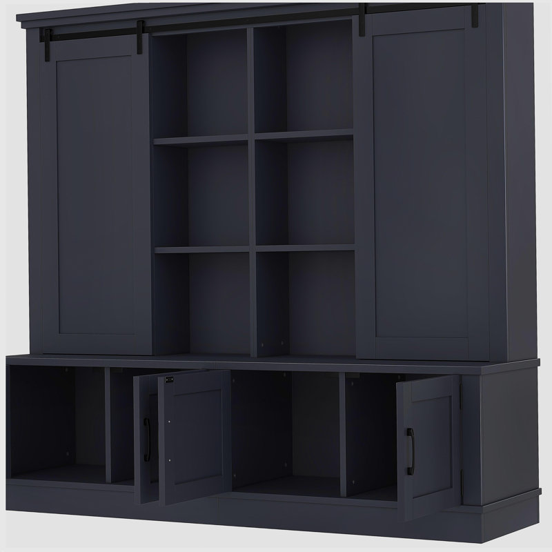 The multifunctional entryway cabinet features sliding rails for ample storage space, cleverly combining a storage unit with a tree-shaped entryway design. Ideal for living rooms and hallways,Blue