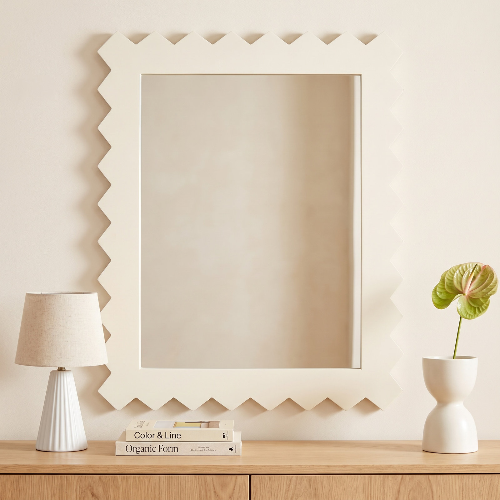 Nell Rectangle Wall Mirror, White