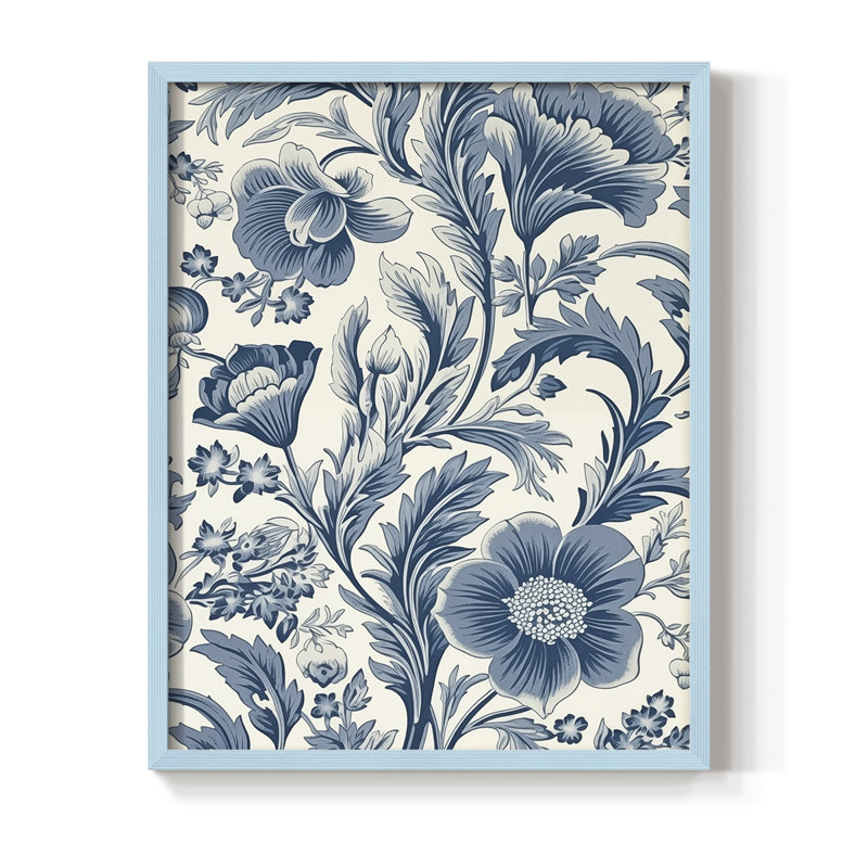 «Vintage Abstract Print VI», reproduction encadrée - bois massif, Bleu, 15" H x 12" W
