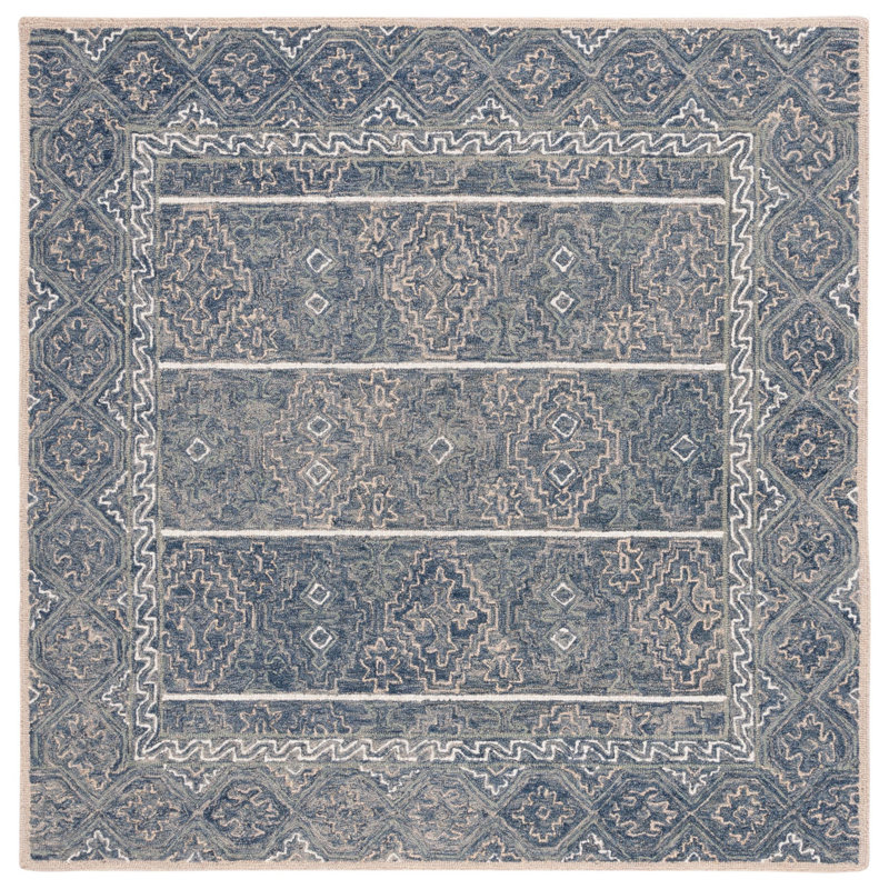 Deyoung Hand Tufted Wool Geometric Rug, Square 6'