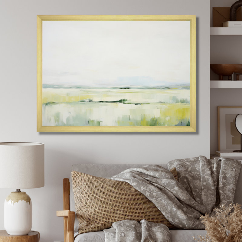«Meadow Minimalist Pastoral I», reproduction sur toile, H 34 po x l 44 po x P 1,5 po, Encadrement doré
