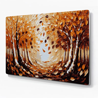 Halloween, feuilles d'automne et arbres, art mural en métal brun