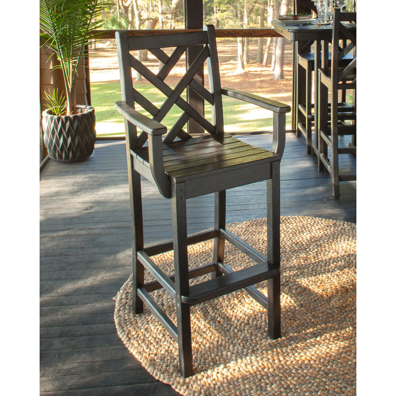 POLYWOOD Chippendale Bar Arm Chair in Sand, Black