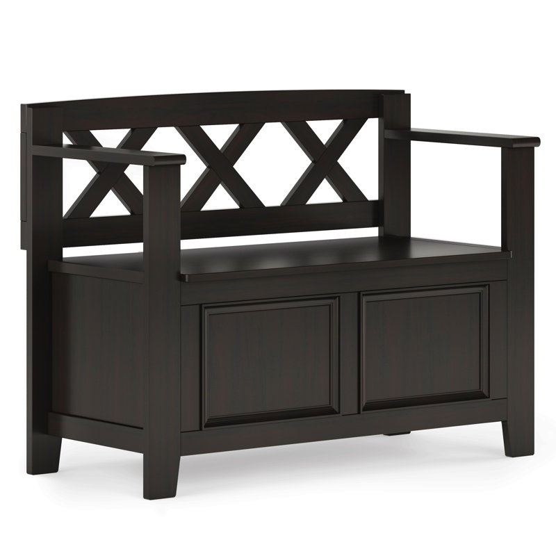 Small Entryway Storage Bench, Dark Brown