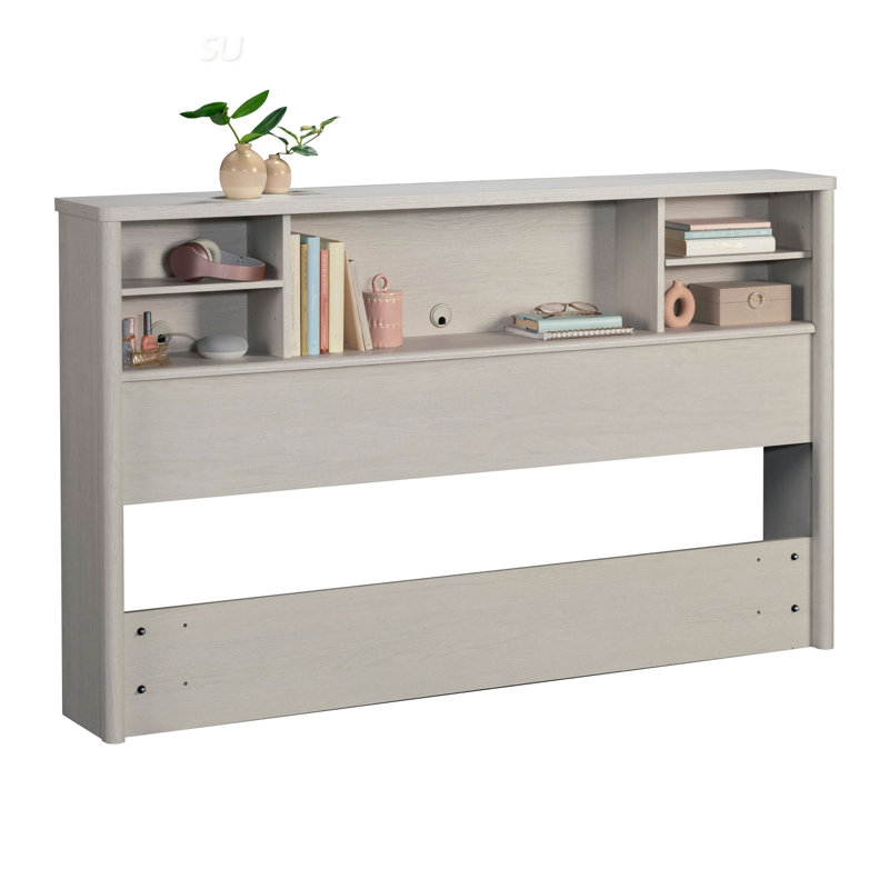 Full/Queen Bookcase Headboard With Spacious Display And Adjustable Shelves, Ideal For Organized And Stylish Bedrooms., White