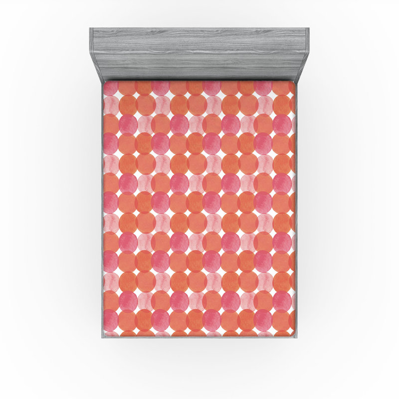 Ambesonne Nature Fitted Sheet Leaves Botanical Style Art, Burnt Sienna/Pink Geometric, California King Fitted Sheet