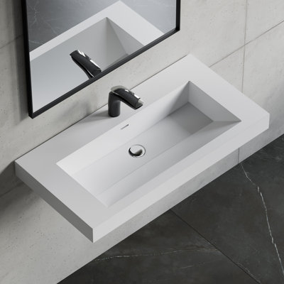 36" Solid Surface Wall-Mounted Bathroom Sink