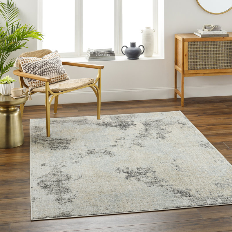 Fran Abstract Gray Area Rug, Rectangle 5' x 8'