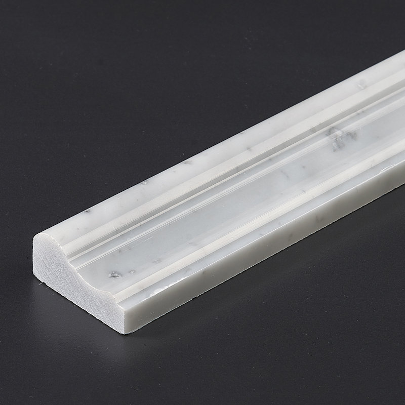 12" x 2" Marble Chair Rail Tile Trim in White