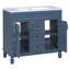 Base de meuble-lavabo 36 po en bois massif bleu foncé sans plateau