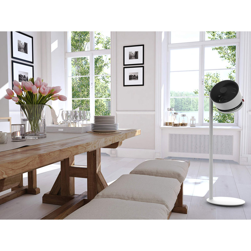 BONECO F220 Pedestal Fan Air Circulator White with 4 Speeds - Height Adjustable, Quiet, Floor Standing Fan for Home, Bedroom, Living Room & Office Use