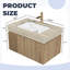 Meuble-lavabo mural de 30 po avec comptoir en pierre frittée et lavabo encastré - Armoire de rangement à grain de bois, préassemblée