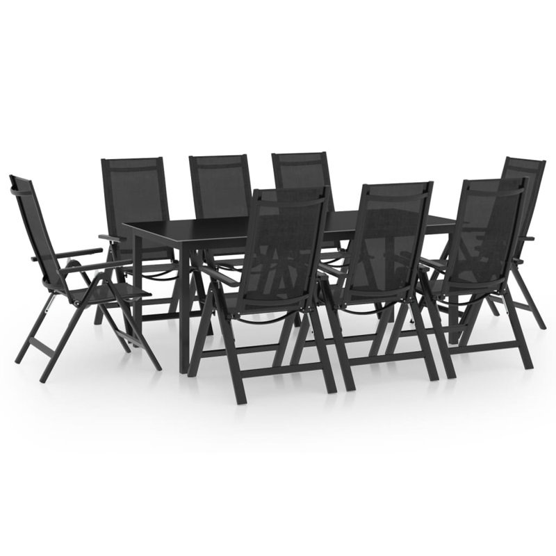 Betania 8 - Person Patio Dining Set with Rectangular Table, Anthracite, Anthracite