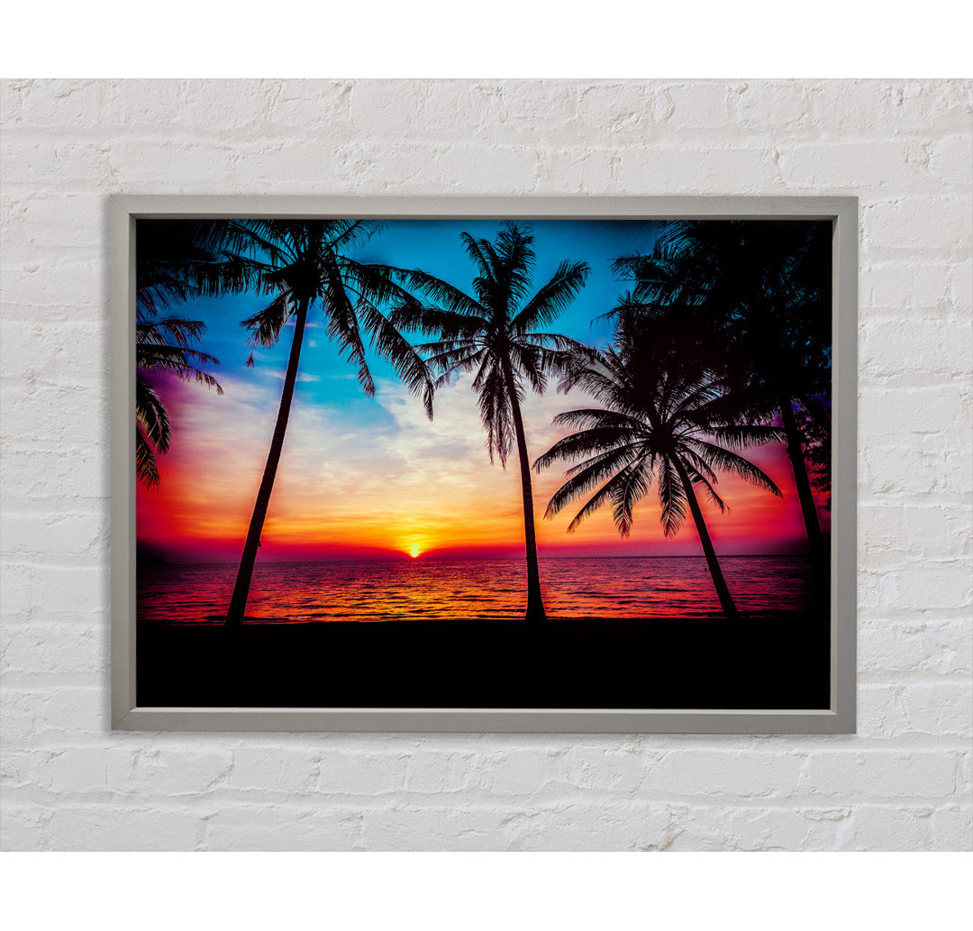 As The Sun Goes Down Between The Palm Trees - Einzelbildrahmen Kunstdrucke auf Leinwand