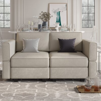 3-Piece Symmetrical Modular Sectional Loveseat Upholstered Velvet Storage Apartment 2-Seat Sofa -  Mercer41, 9A15ADB6827842EDB3B832DF32C8784E