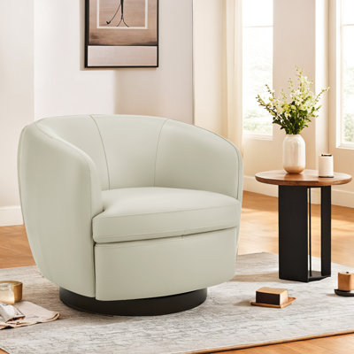 Fauteuil demi-tonneau en cuir Marcy Geniue