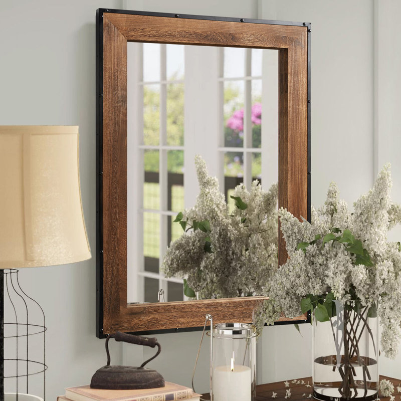 Callah Wood Rectangle Wall Mirror, 32" x 24"