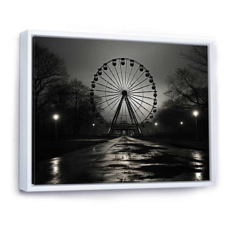 Grande roue grise enchantée - impression, 12" H x 20" W, Cadre photo noir