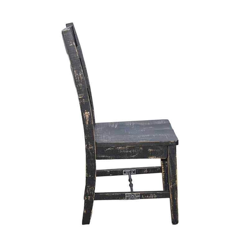 Ensemble de chaises de salle à manger 2 pièces, en échelle, Noir, noir, noir, noir