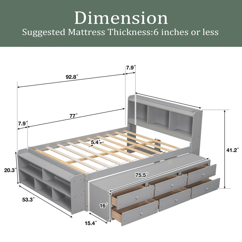 Bookcase Bed, Gray