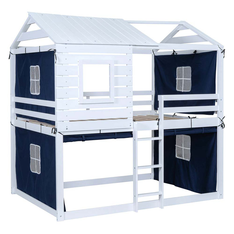 Lit superposé pour enfant Aasir, Double, Bleu