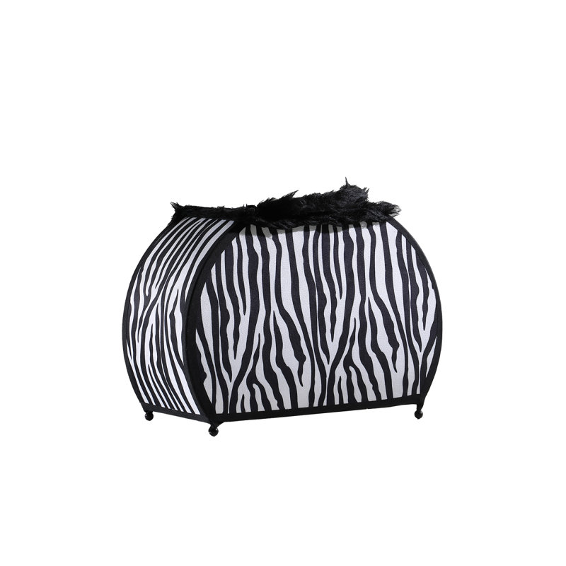 Sac à main 11,75 po imprimé zébré avec lampe de table noire, Noir, blanc