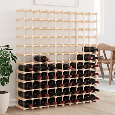 Moyle 120 Bottle Solid Wood Floor Wine Bottle Rack in Brown