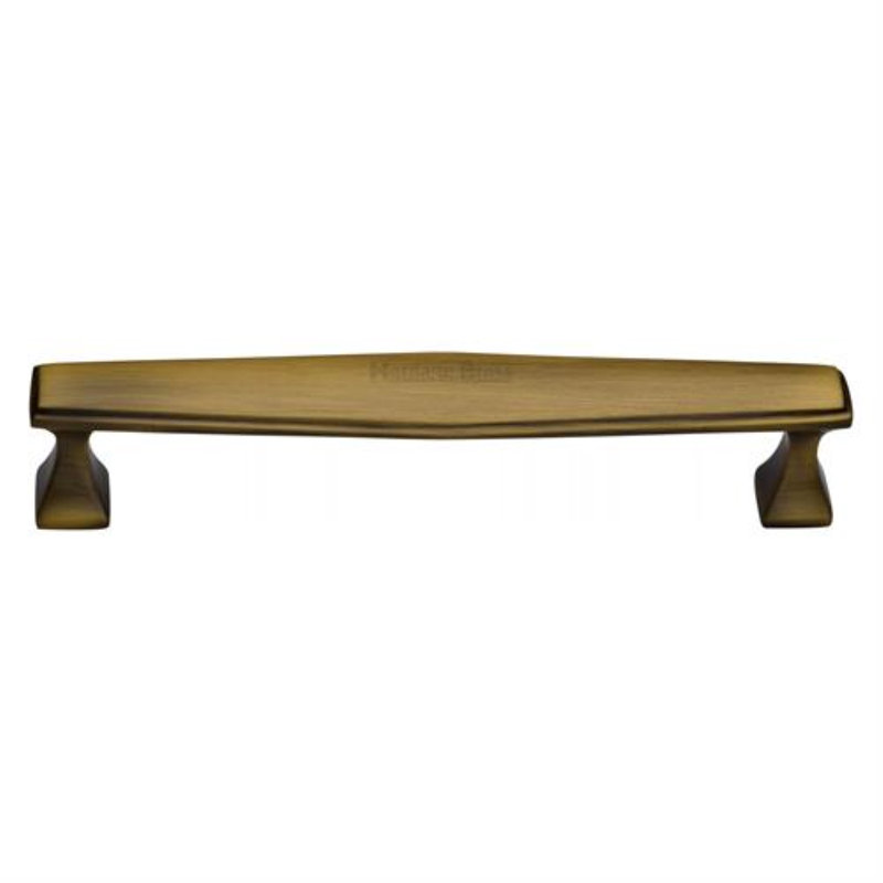 Heritage Brass Heritage Cabinet Pull Deco Design, Antique Brass, 2.5cm H x 22cm W x 3.5cm D